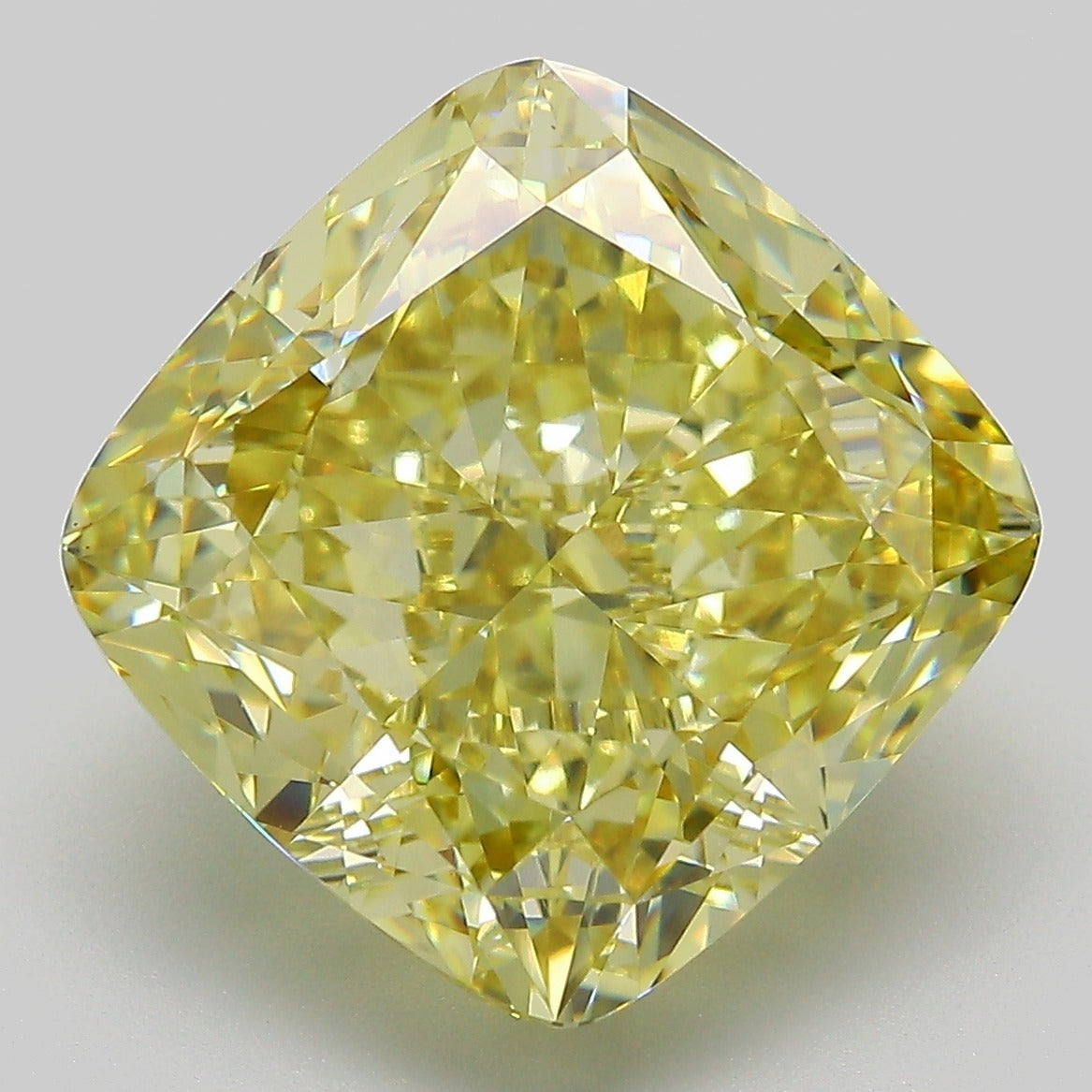 11.52 ct Fancy Intense Yellow Square Cushion Modified Brilliant VVS 2